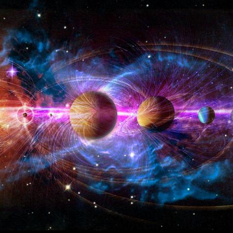 Solar system planets set. The Sun and planets in a row on universe stars and lines of gravity background. Elements of this image furnished by NASA.

/urls:
https://www.nasa.gov/image-feature/suns-magnetic-field-portrayed
https://solarsystem.nasa.gov/resources/545/artists-concept-our-solar-system/
https://www.nasa.gov/image-feature/goddard/2016/hubble-spins-a-web-into-a-giant-red-spider-nebula